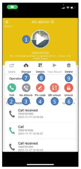 Gainwise SS1912 Door Intercom App - function introduction