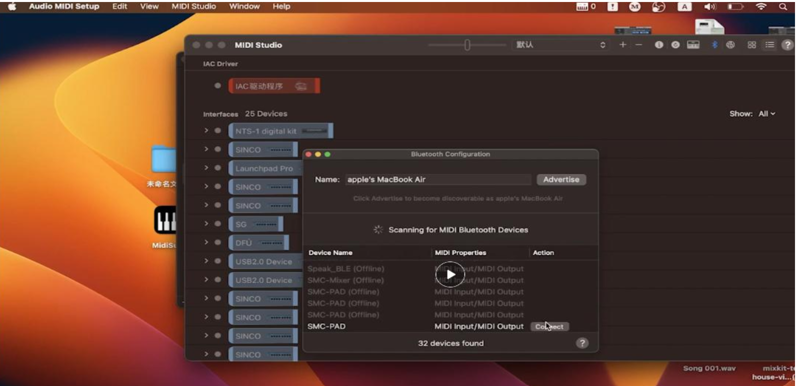 MacRumors Forums MAC BT Connection Suspect Bluetooth Connection - Click on Bluetoth Icon, and find the MIDI device you are using to connect