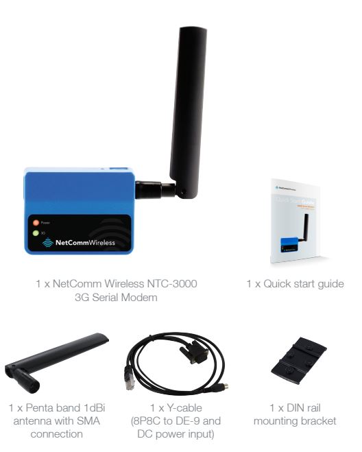 NetCommWireless NTC-3000 NetComm Wireless Modem Owner's Manual - What’s in the box