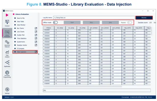 ST X CUBE MEMS1 MotionEC is a Middleware Library- Data Injection