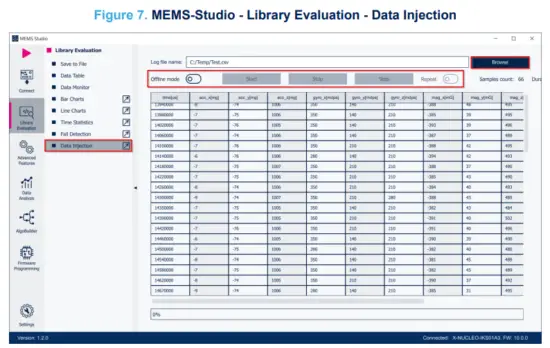 ST X CUBE MEMS1 MotionFD Real Time Fall Detection Library- Data Injection