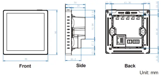 VigilLink VLCT 4485IP Programmable Touch Screen Control Panel - Product Dimensions