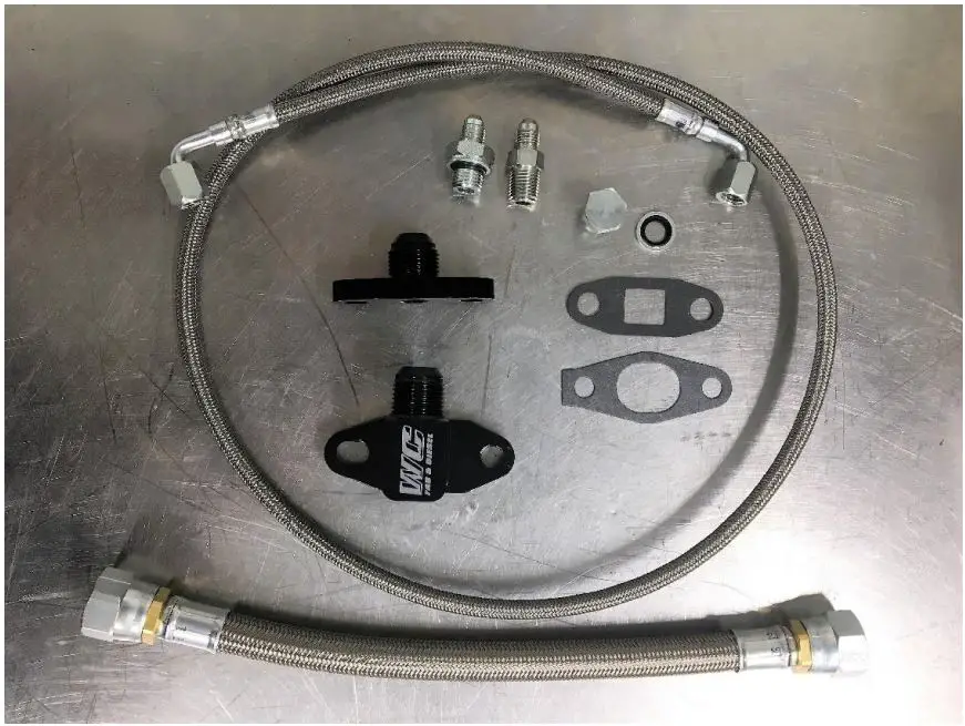 WCFAB Acert Single Turbo Conversion Oil Line Kit Installation Guide - First check over the included packing