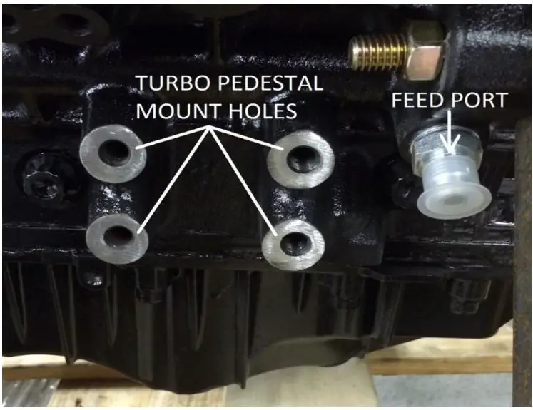 WCFAB Acert Single Turbo Conversion Oil Line Kit Installation Guide - On the passenger side front