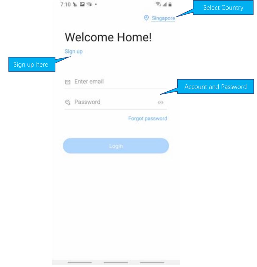 Yi loT Smart Camera App Instruction Manual - Sign up and log in