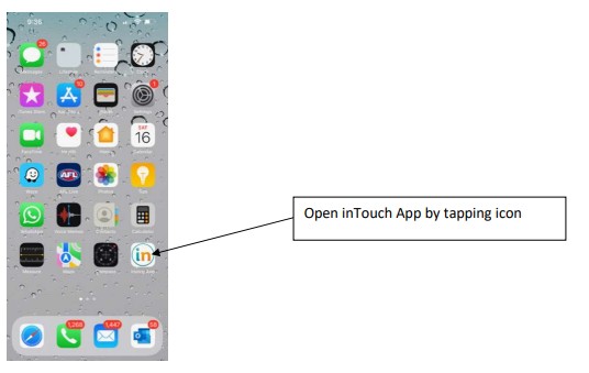 insnrg Intouch Automation App - tapping icon