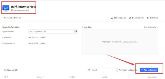 FIG 12 Click “Add end device” on application page