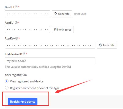FIG 15 Click “Register end device” on the bottom of page.