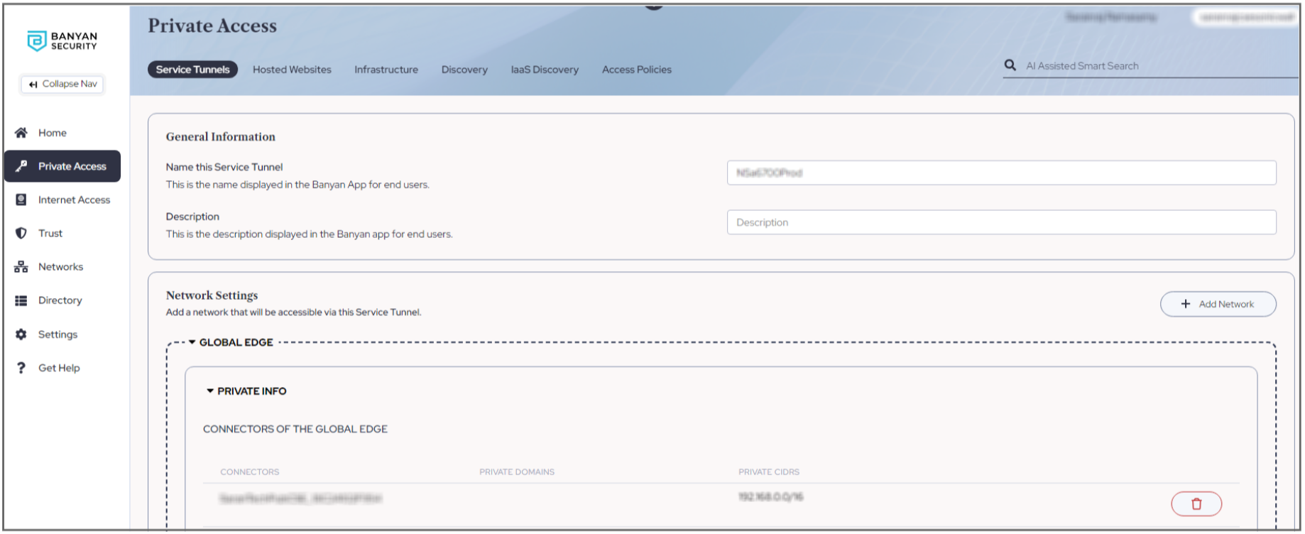 SONICWALL SonicOS 8 Cloud Secure Edge - Click + Add Network and select your SonicWall firewall Connectors in the Network Settings section