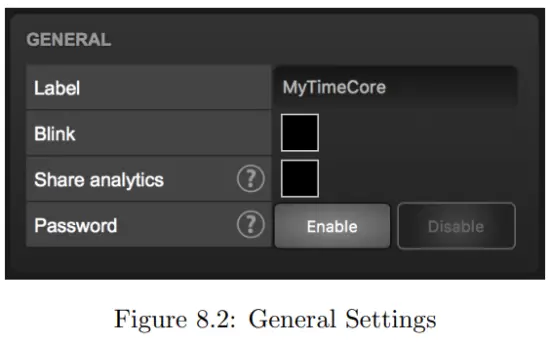 VISUAL PRODUCTIONS TimeCore Time Code Display - General Settings