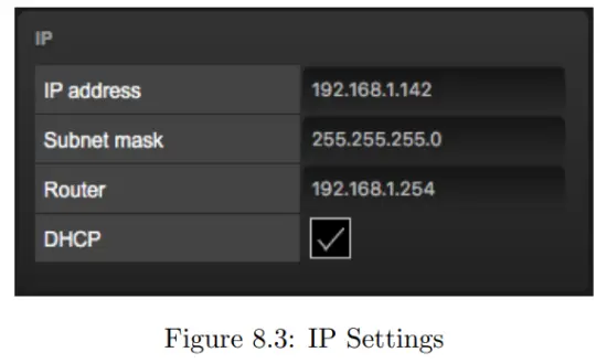 VISUAL PRODUCTIONS TimeCore Time Code Display - IP Settings