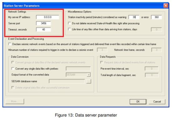 elaGMS Series GeoSIG Recorders - Data server parameter
