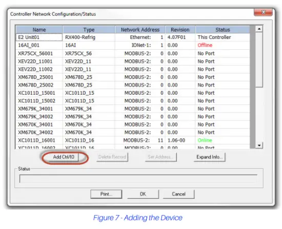 COPELAND E2 Controller Refrigeration Control System- Adding the Device