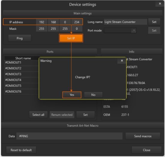Light Stream Player V2 Creating Running - Changing Light Stream Converter network parameters 3