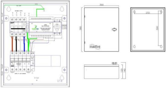 matt E EVU 1 63 TP Three Phase Connection Unit with Built In Open Pen Detection - Dimensions and Specifications