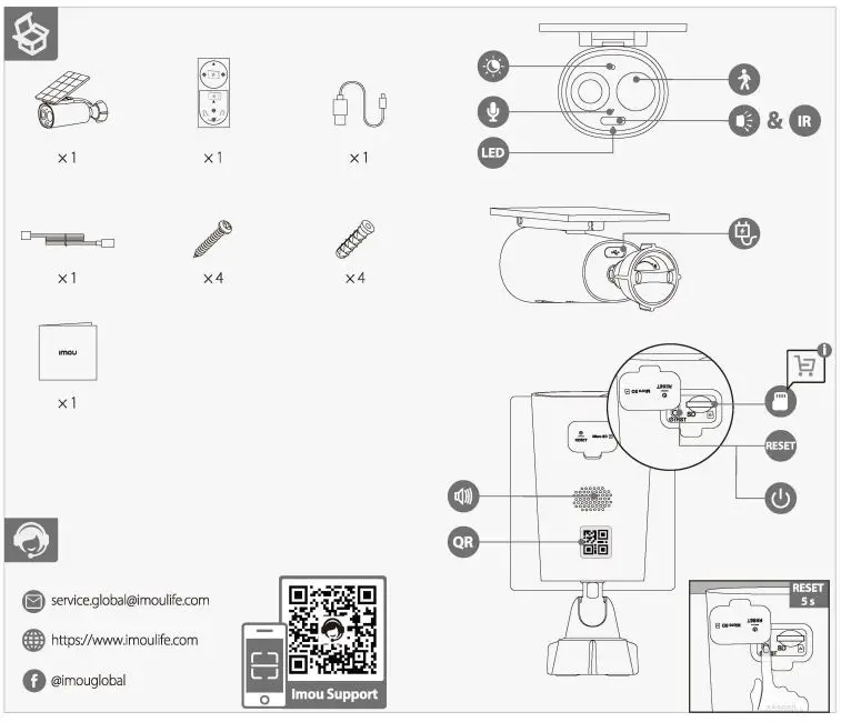 Imou 3C Cell All in One Security Camera User Guide - What's in the box