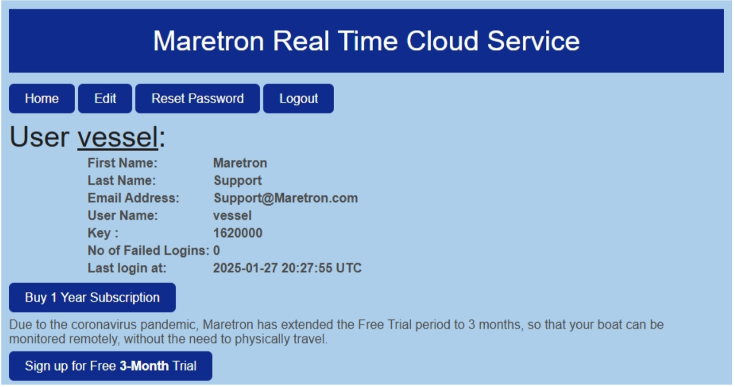 Maretron IPG100 Internet Protocol Gateway - Select the type of Subscription service desired