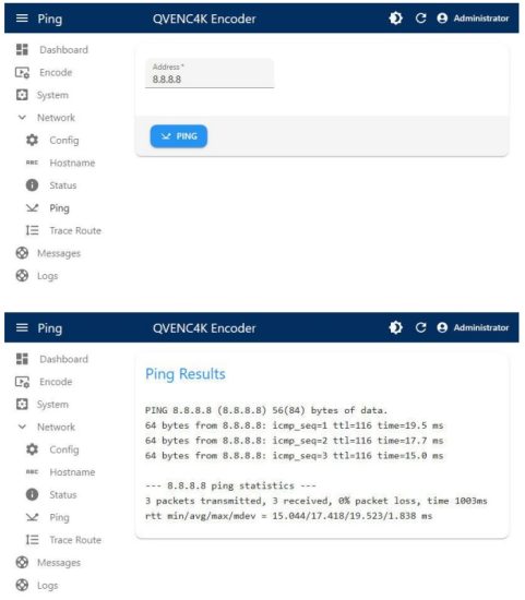 QVidium QVDEC4K 4K UHD HEVC AVC Streaming Internet Video Decoder - Ping and Traceroute