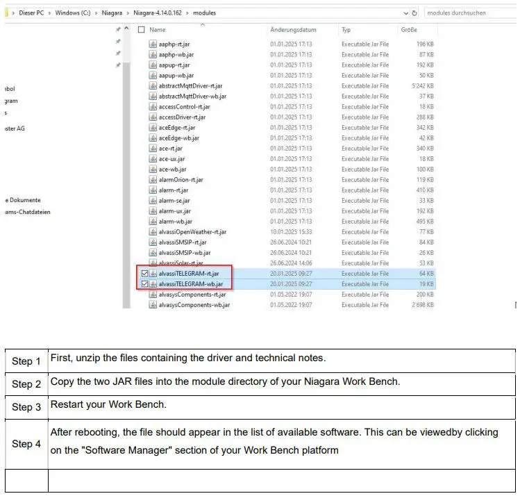 alvasys automation DR Telegram Driver User Manual - Installing the modules