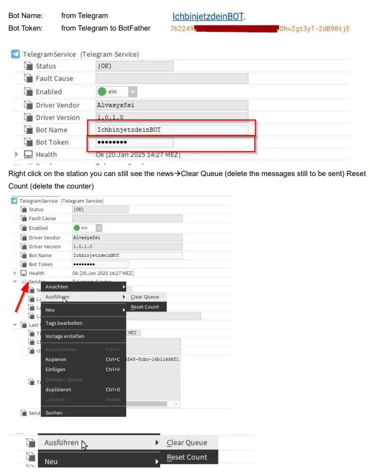 alvasys automation DR Telegram Driver User Manual - Setting in the Telegram service