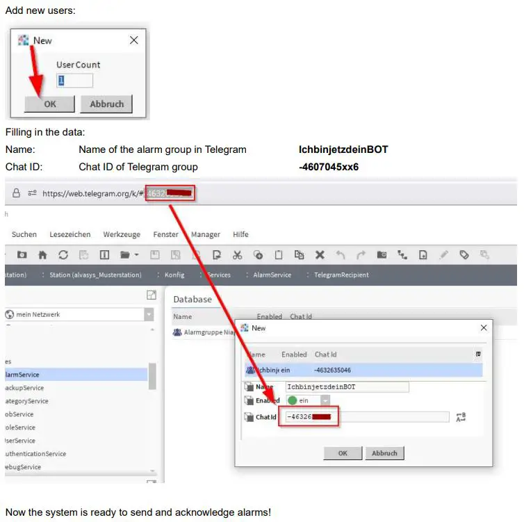 alvasys automation DR Telegram Driver User Manual - Setting up and configuring Telegram Recipient