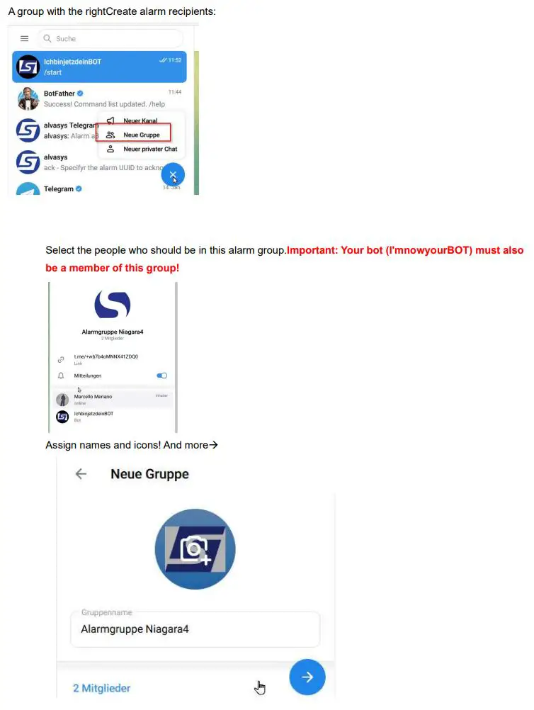 alvasys automation DR Telegram Driver User Manual - own bot create under BotFather