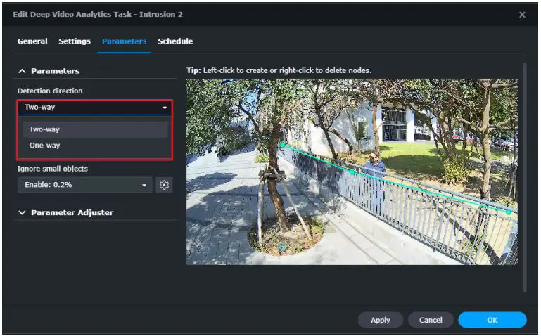 Synology Deep Video Analytics User Guide - Define the detection direction
