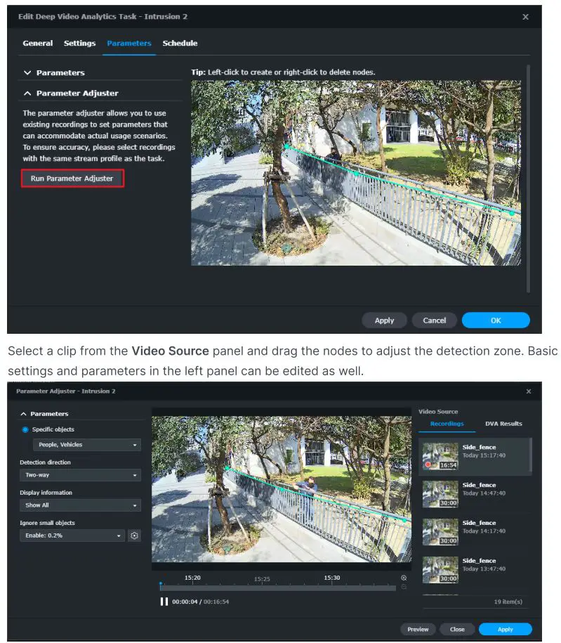 Synology Deep Video Analytics User Guide - Optimize parameter settings