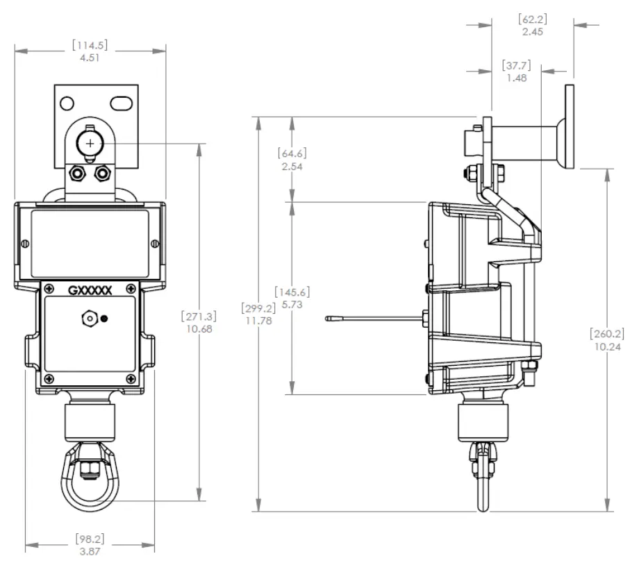 Trimble GS075-B-V2 Anti Two Block Switch - Dimensions and installation
