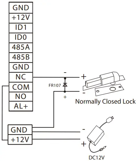 Device sharing power with the lock