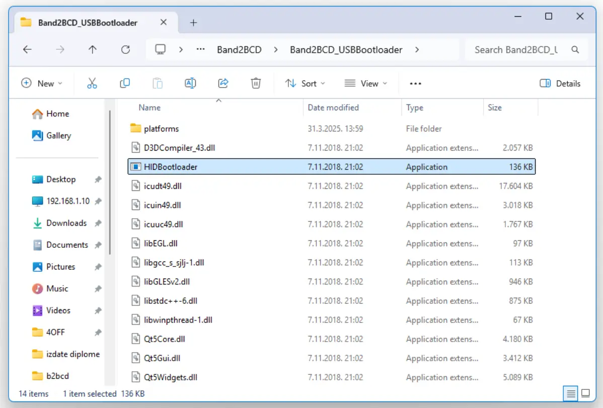 4O3A B2BCD Decoder Windows Application - Run the HIDBootloader.exe