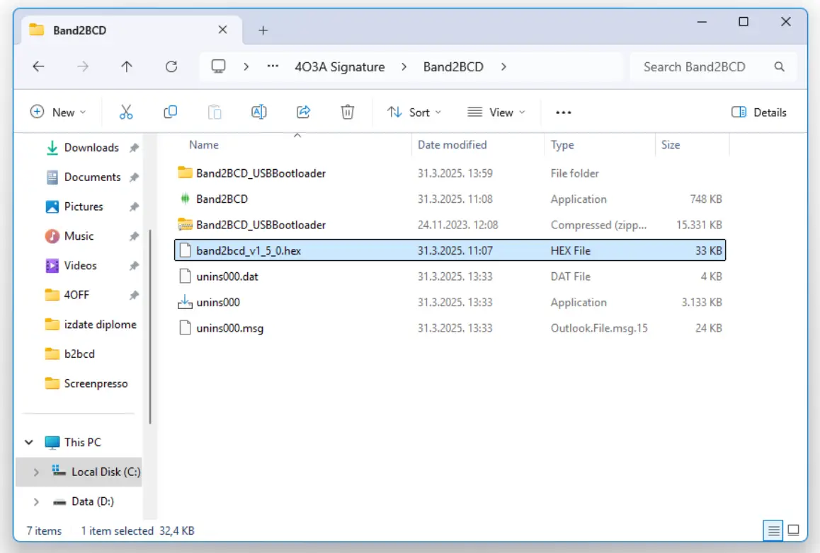 4O3A B2BCD Decoder Windows Application - default file path