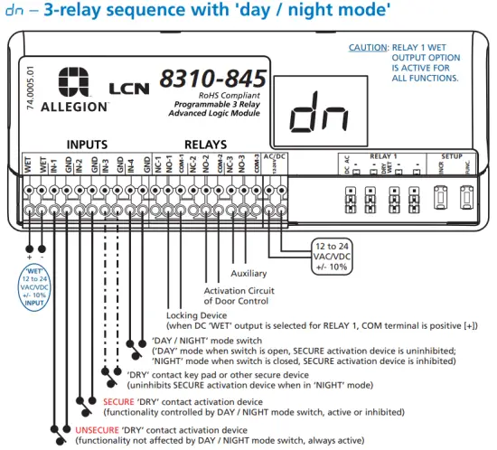 ALLEGION 8310-845 Programmable 3-Relay Advanced Logic Module and Restroom Controller - AVAILABLE PARAMETERS 11