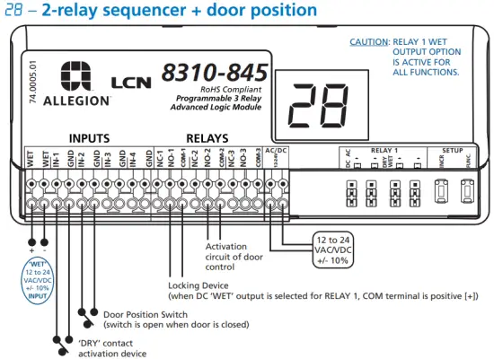 ALLEGION 8310-845 Programmable 3-Relay Advanced Logic Module and Restroom Controller - AVAILABLE PARAMETERS 2