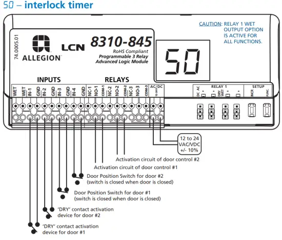 ALLEGION 8310-845 Programmable 3-Relay Advanced Logic Module and Restroom Controller - AVAILABLE PARAMETERS 6