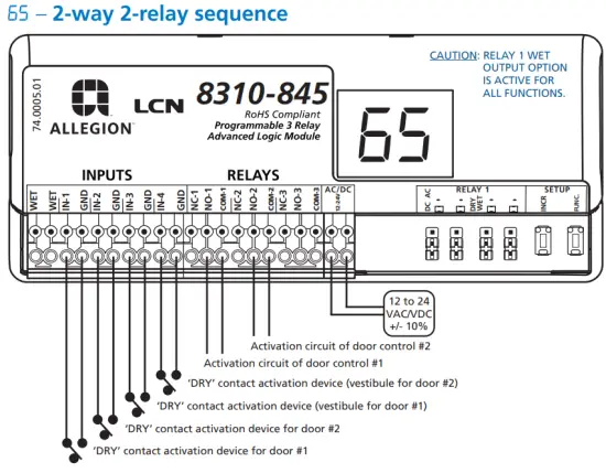 ALLEGION 8310-845 Programmable 3-Relay Advanced Logic Module and Restroom Controller - AVAILABLE PARAMETERS 8