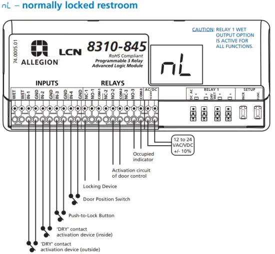 ALLEGION 8310-845 Programmable 3-Relay Advanced Logic Module and Restroom Controller - AVAILABLE PARAMETERS 9