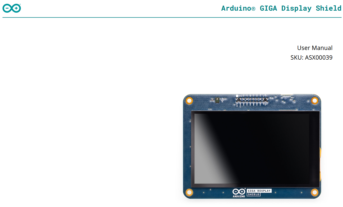 Arduino ASX00039 GIGA Display Shield - front page