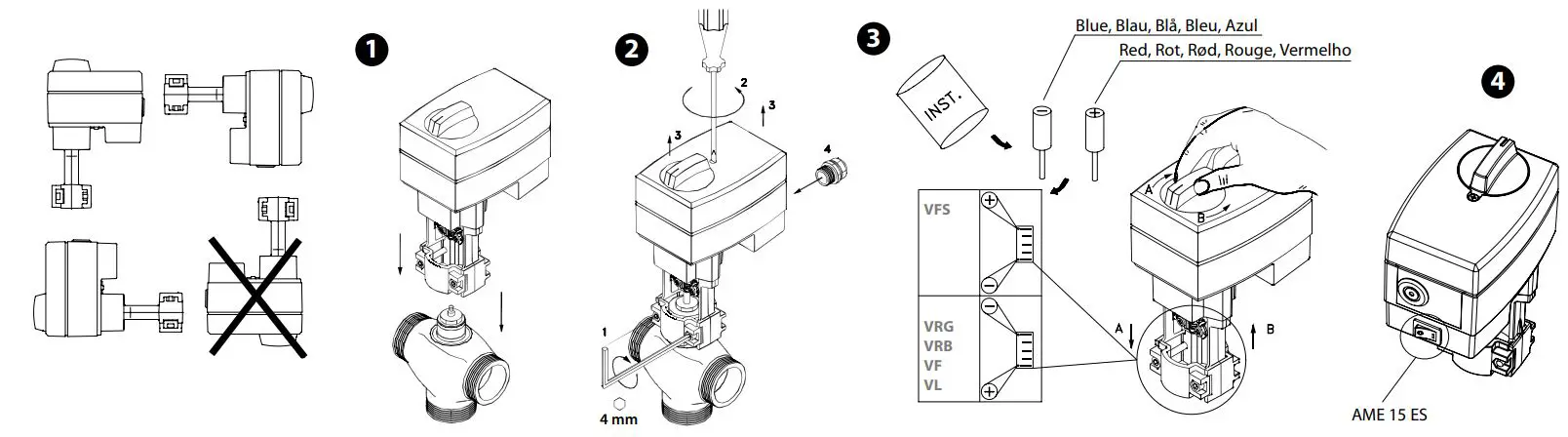 Danfoss AME 15(ES),AME 16 Actuators For Modulating Control Instructions - Mounting