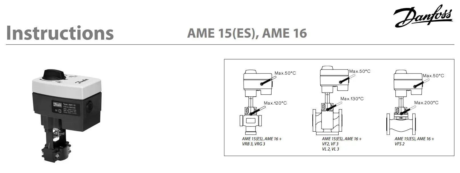Danfoss AME 15(ES),AME 16 Actuators For Modulating Control Instructions