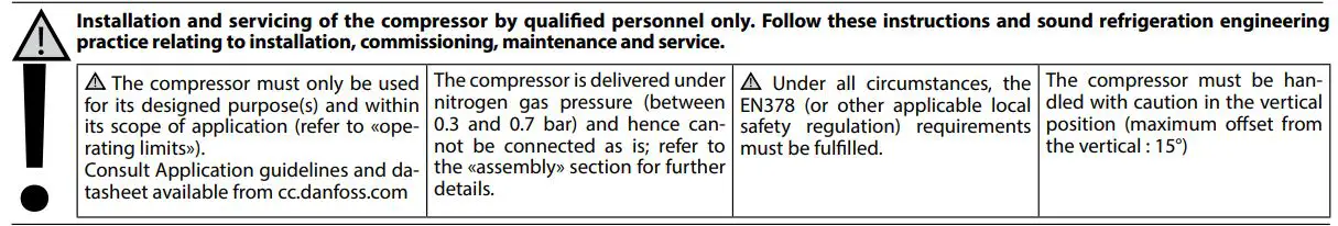 Danfoss MT18 Reciprocating Compressors Installation Guide - Installation