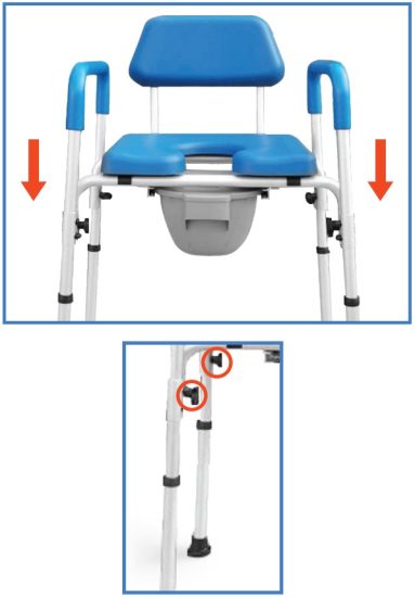 journey SoftSecure Commode with Backrest - turning the knobs and sliding