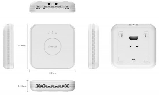 Dusun IoT DSGW-230-15-US-ONITY IoT Ceiling Edge Computing Gateway - Drawings and Dimension