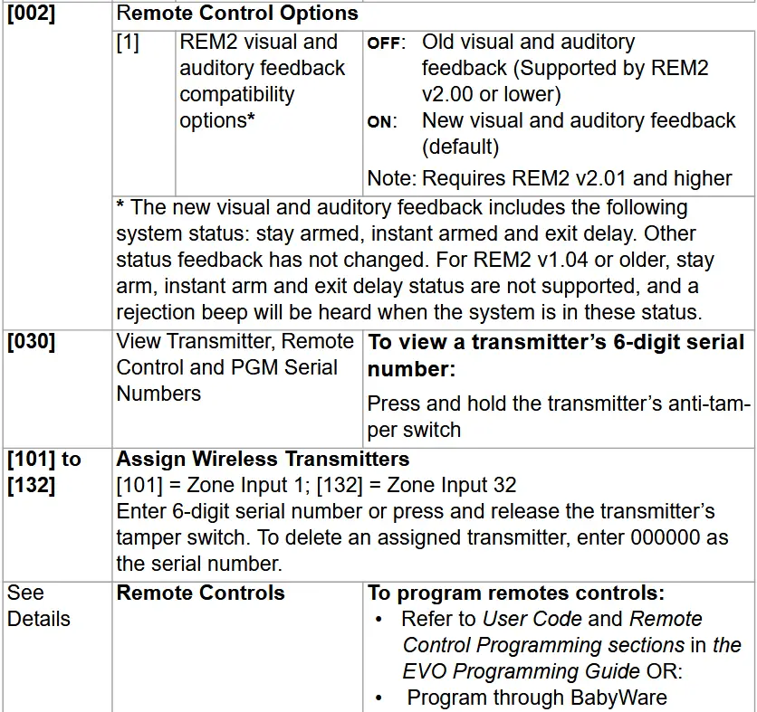 PARADOX RTX3 Wireless Expansion Module - RTX3 Programming Sections for EVO Panels