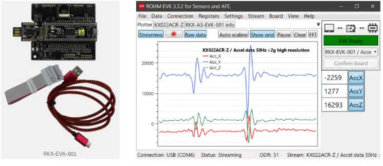 ROHM RKX-EVK-001 Kionix EVK GUI SW for Accelerometer - RKX-EVK-001 and ROHM EVK GUI SW