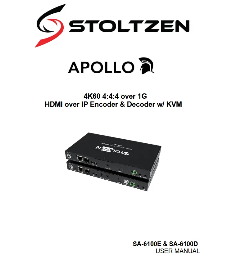 STOLTZEN SA-6100E,SA-6100D HDMI Over IP Encoder and Decoder - front page
