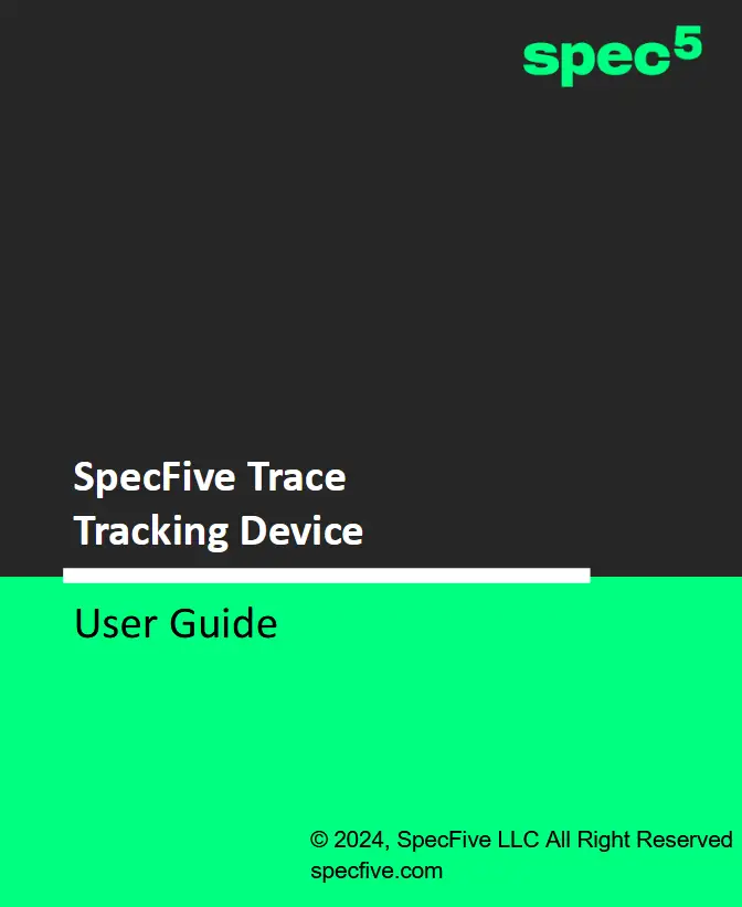 SpecFive Trace Tracking Device - front page