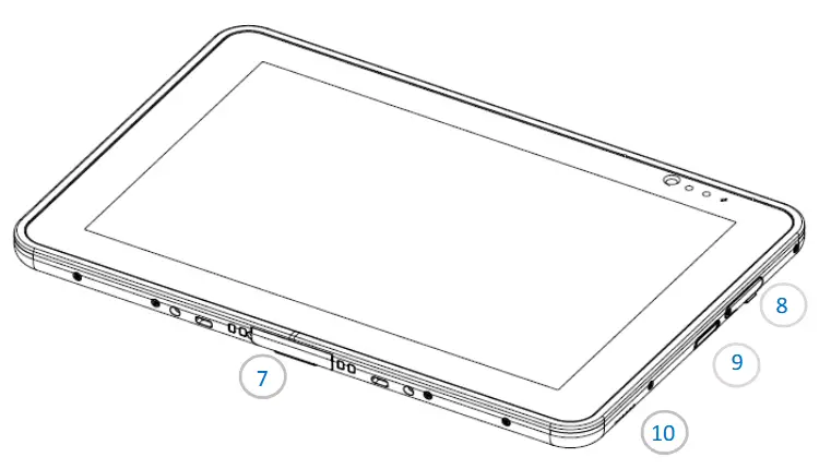 oona 10 Multi Use Tablet - Right and Bottom Side Features, Buttons & Interfaces