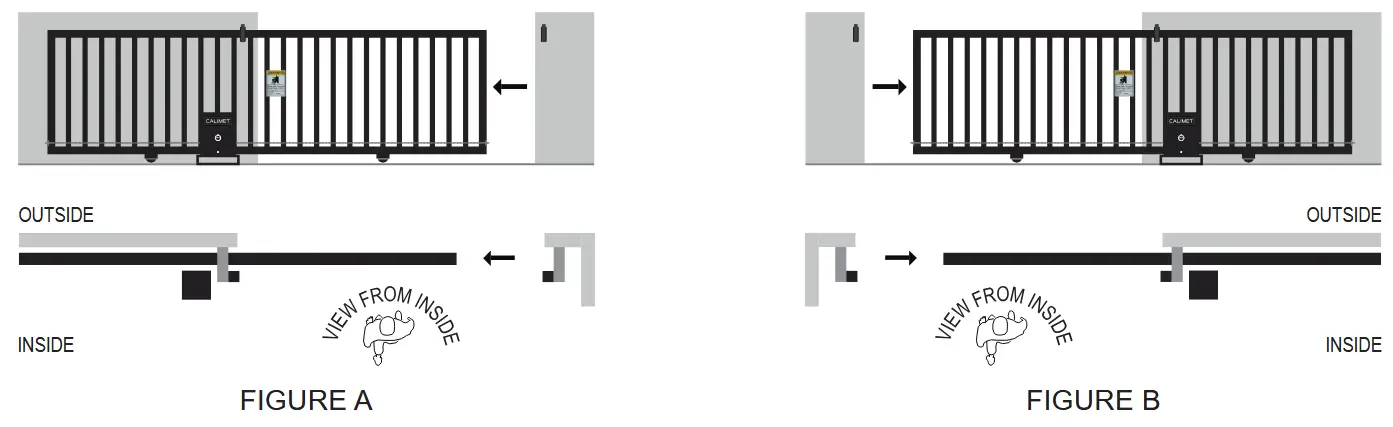 CALIMET CM9-M1 Sliding Gate Operator - GATE OPENING DIRECTION SETTINGS
