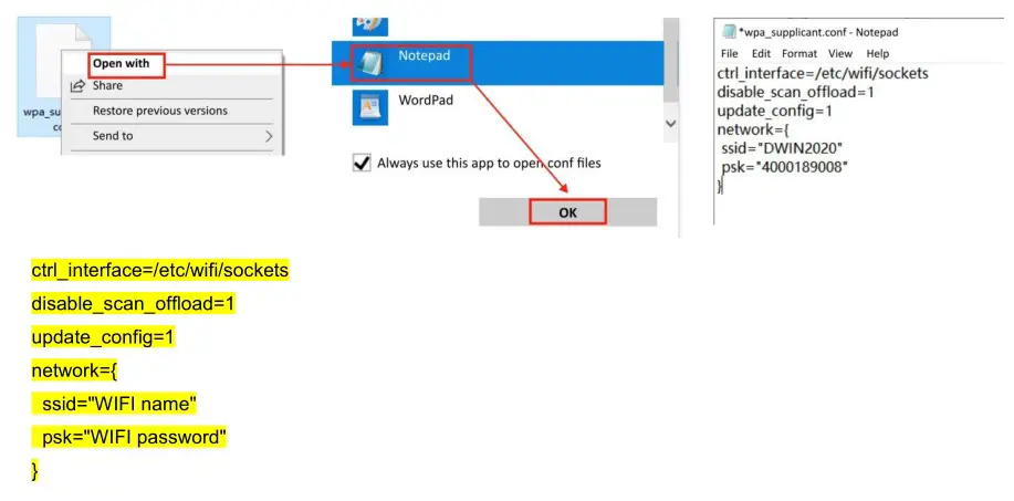 DWIN Web Camera Screen - How to connect to the WIFI network